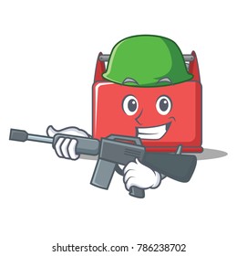 Army tool box character cartoon