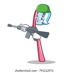 Army toothbrush character cartoon style