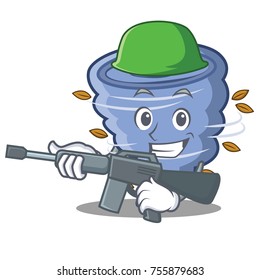 Army tornado character cartoon style