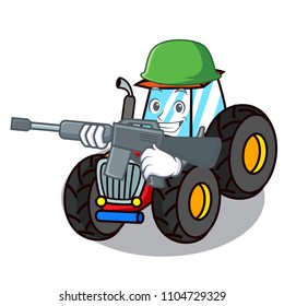 Army tractor character cartoon style