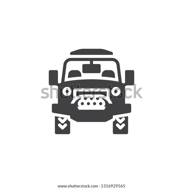 Army truck\
front view vector icon. filled flat sign for mobile concept and web\
design. Military vehicle simple glyph icon. Symbol, logo\
illustration. Pixel perfect vector\
graphics