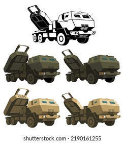 Army Truck M142 Himars. Vector Illustration On A White Background