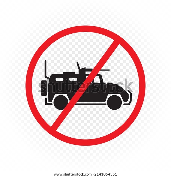 Army truck move prohibited sign symbol\
isolated on white tranparent\
background