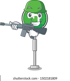 Army turn left isolated with the cartoon
