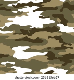 Army vector camouflage texture, seamless trendy pattern. Print on textile fabric military background