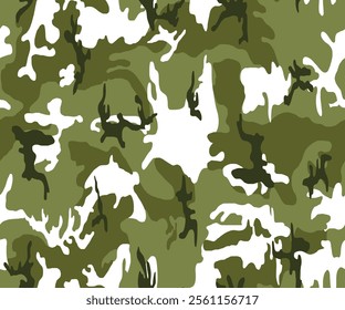 Army vector camouflage texture, seamless trendy pattern. Print on textile fabric military background