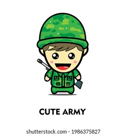 Vector del ejército, linda ilustración de un niño soldado con francotirador