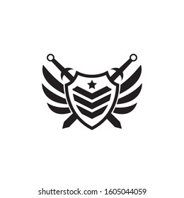 army vector logo icon sign symbol military shield circle sword wing