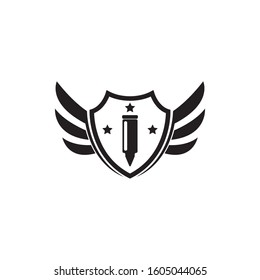 army vector logo icon sign symbol military shield circle sword wing
