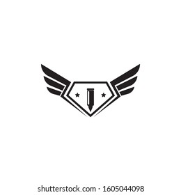 army vector logo icon sign symbol military shield circle sword wing