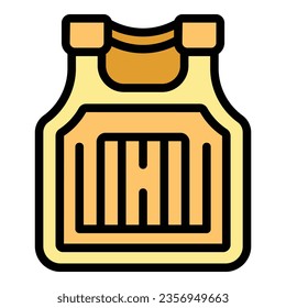 Army vest icon outline vector. Tactical armor. Military protection color flat
