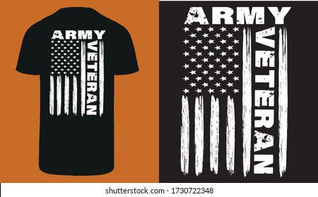 Army veteran american flag t shirt design vector