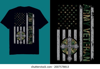 Army veteran american flag t shirt design for printing