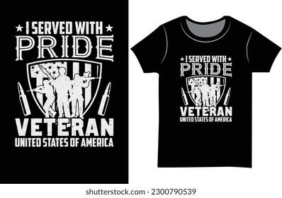 Army Veteran t shirt design. USA flag vector graphic shirt.