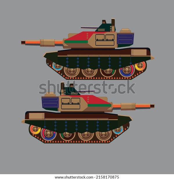 Army War military vehicles set with tanks,\
artillery rockets, helicopters, police soldiers, armored cars,\
armored carriers, in desert flat design camouflage in cool vector\
collection
