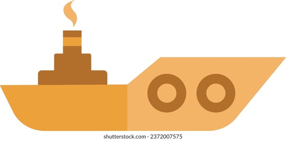 Army warship, illustration or icon, vector on white background.