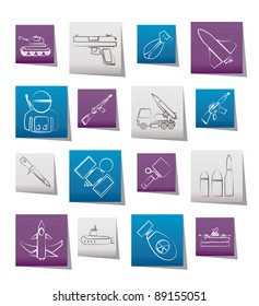 Army, weapon and arms Icons - vector icon set