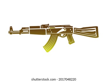 Army weapon icon vector. Golden gun illustration. Isolated on white.