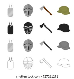 Army, weapons, attributes and other web icon in cartoon style.Head, hat, war icons in set collection.