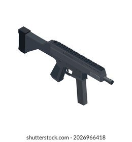 Army weapons isometric composition with isolated image of air burst rifle vector illustration