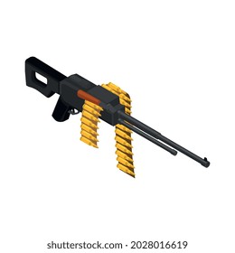 Army weapons isometric composition with isolated image of army machine gun with vector illustration