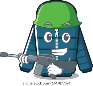 Army winter coat in the character shape