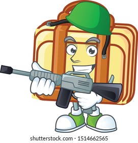 Army work suitcase cartoon for materials work