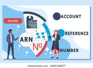 ARN - acrónimo del número de referencia de la cuenta. fondo de concepto de negocio. concepto de ilustración vectorial con palabras clave e iconos. ilustración con letras 