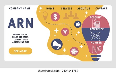 ARN - account reference number acronym. business concept background. vector illustration concept with keywords and icons. lettering illustration with 