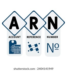 ARN - account reference number acronym. business concept background. vector illustration concept with keywords and icons. lettering illustration with 