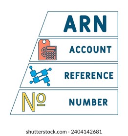 ARN - Kontonummer Hintergrund des Unternehmenskonzepts. Vektorgrafik-Konzept mit Schlagwörtern und Symbolen. Buchstabengrafik mit 