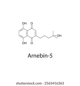 Arnebin-5 skeletal structure diagram.Naphthoquinone compound molecule scientific illustration.