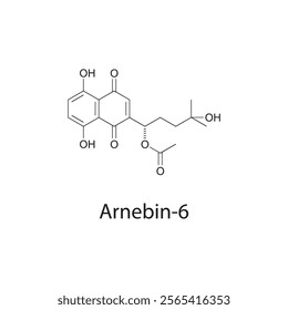 Arnebin-6 skeletal structure diagram.Naphthoquinone compound molecule scientific illustration.