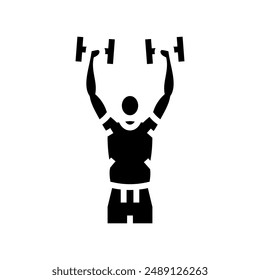 arnold press arm fitness exercise glyph icon vector. arnold press arm fitness exercise sign. isolated symbol illustration