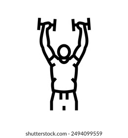 arnold press arm fitness exercise line icon vector. arnold press arm fitness exercise sign. isolated contour symbol black illustration