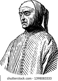 Arnolfo di Cambio c. 1240 to 1310 he was an Italian architect and sculptor vintage line drawing or engraving illustration