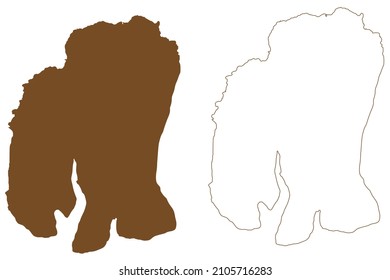 Arnoya island (Kingdom of Norway) map vector illustration, scribble sketch Ardni map