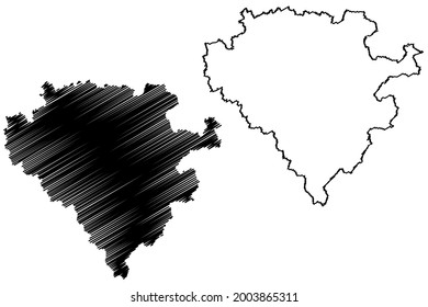 Arnsberg region (Federal Republic of Germany, State of North Rhine-Westphalia, NRW, Landschaftsverband Westfalen-Lippe) map vector illustration, scribble sketch Arnsberg map