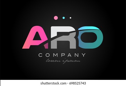 ARO a r o three 3 letter logo combination alphabet vector creative company icon design template modern  pink blue white grey