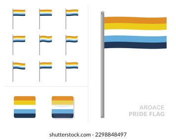 AroAce 2021 Flag Waving Animation App Icon Vector