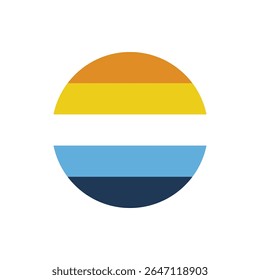 Ícone de vetor de bandeira redonda de Aroace sobre fundo transparente, simbolizando a interseção de identidades de orgulho aromático e assexual, design gráfico moderno inclusivo