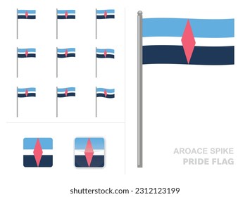 Indicador del Orgullo Aroace Spike Waving Animation App Vector