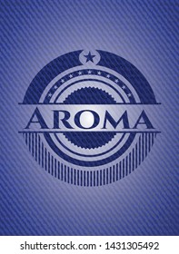 Aroma badge with jean texture. Vector Illustration. Detailed.