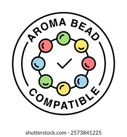 Aroma Bead Compatible. Fragrance Friendly, Air Freshening, Versatile Badge. Vector Editable Stroke Icon.