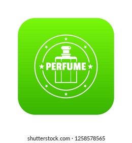 Aroma bottle icon green vector isolated on white background