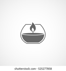 Aroma Candle In Cup Flat Icon In White Background