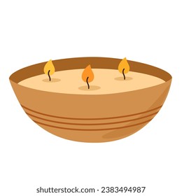 La vela de Aroma. Elementos de diseño decorativos. Ilustración vectorial dibujada a mano aislada en el fondo de la luz en un estilo moderno de dibujos animados planos.