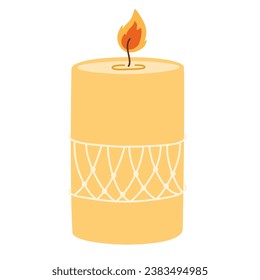 Aroma candle. Decorative wax candles for relax and spa. Hand draw Vector illustration isolated on white background