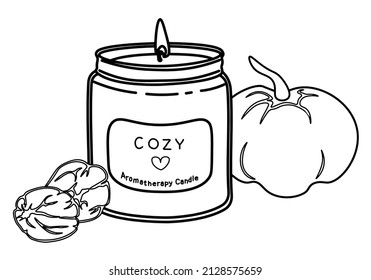 La vela de Aroma. Ilustración del vector Doodle. Línea de arte dibujada a mano.