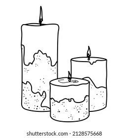 Aroma candle. Doodle vector illustration. Line hand drawn art.
